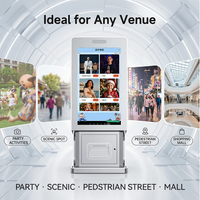 Photomaton professionnel personnalisé de 43 pouces avec IA, imprimante DNP, éclairage LED, logo couleur et interface utilisateur personnalisable pour produits de vente en ligne