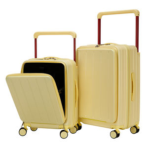 2025 Fashionable Multi-Function Wide Handle <strong>Luggage</strong> Front Open Pocket Suitcase Cup Holder USB Charger Carry on <strong>Luggage</strong> - Product Image 1