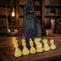 Pochette d'échecs en similicuir Portable fermeture à cordon de haute qualité pour ensemble de 32 pièces d'échecs