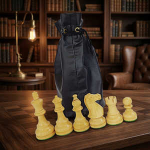 Bolsa de piezas de ajedrez de cuero sintético, cierre de Cordón portátil de alta calidad para juego de 32 piezas de ajedrez - Product Image 4