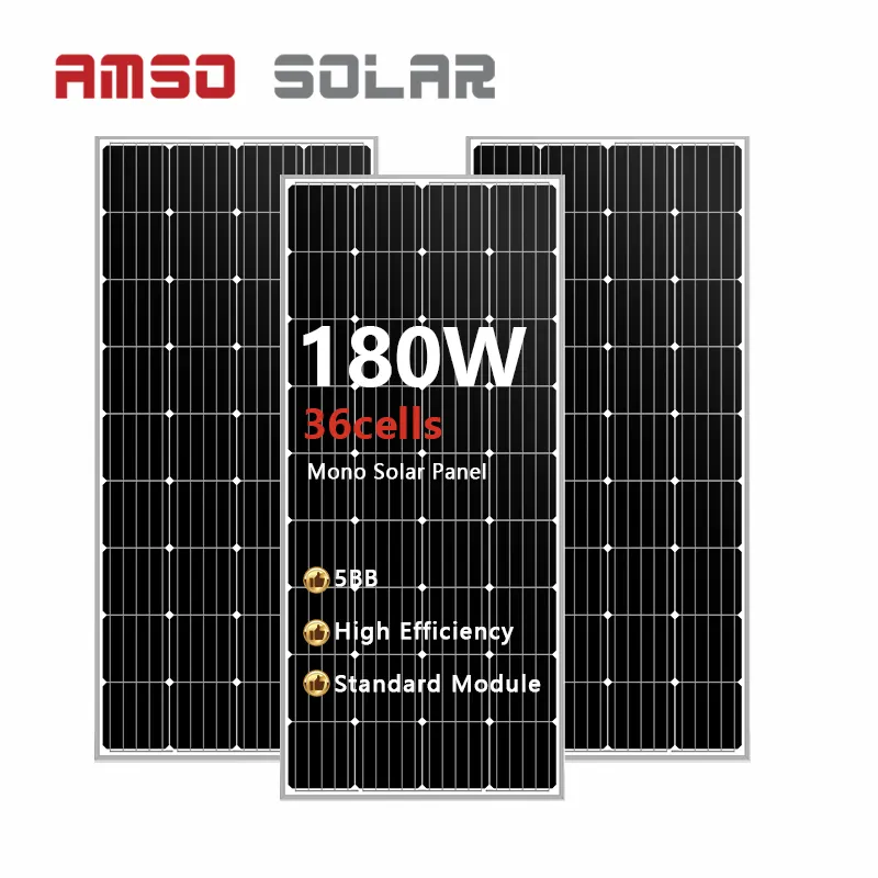 סיטונאי מותאם אישית 180 w פנל סולארי 36 תא monocrystalline פנל סולארי 180 ואט