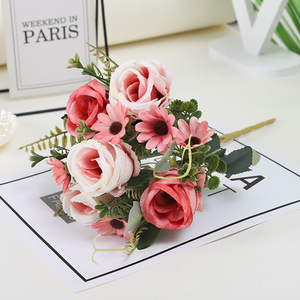 Arrangement de fleurs artificielles Lichao, fleurs en soie mélangées, décoration artisanale pour la maison, décoration de mariage - Product Image 3