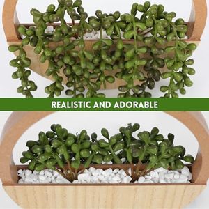 Colore del legno piante grasse artificiali appese per interni di plastica 12.2 ''filo di perle finte 8.3'' cordino per Natale pasqua - Product Image 3