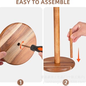 Wooden <b>Paper</b> Towel Holder Round Upright Desktop <b>Kitchen</b> Organizer Minimalist Design Free Standing No Drilling Required - Product Image 2