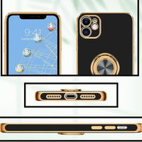 Haute qualité 360 degrés Rotation coque souple étui de téléphone portable en gros Anti-chute couleur unie anneau galvanisé à la mode 3D
