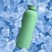 Bouteille d'eau personnalisée avec logo, en acier inoxydable, 500 ml, tasse de sport au toucher doux, gourde isotherme, bouteille d'eau thermique pour le sport