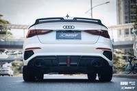 Nouveau diffuseur de pare-chocs arrière en fibre de carbone style CMST pour Audi A3 S-line S3 8Y 2021-2022 berline 4 portes, kit carrosserie avec séparateur de diffuseur arrière
