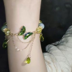 Summer Fresh Style Green Stone Round Crystal <b>Beads</b> <b>Bracelet</b> for Women Butterfly Charm <b>Bracelet</b> Green Crystal <b>Bracelet</b> - Product Image 2