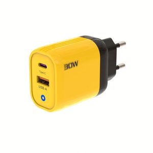 อะแดปเตอร์ติดผนัง EU/US/UK รองรับ PD 30W Type-C+USB ช่องเสียบคู่ พร้อมหน้าจอแสดงผลดิจิตอล LED ได้รับการรับรองมาตรฐาน CE สำหรับชาร์จโทรศัพท์มือถือ แล็ปท็อป และ iPhone 17 - Product Image 2
