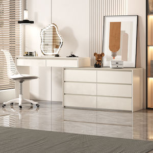 Moderno stile semplice camera da letto mobili bianco toletta con specchio illuminato e sgabello in legno per la decorazione della casa - Product Image 1