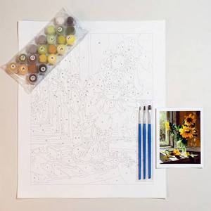 Peinture par numéros DIY de haute qualité pour adultes et enfants, kit de peinture à l'huile numérique florale moderne avec peintures acryliques pour la décoration murale à la maison, cadeau - Product Image 4