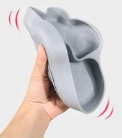 Assiette repas bébé en silicone platine, motif patte d'ours, grande, avec ventouse et compartiments, plateau d'alimentation pour enfants, vaisselle pour enfants