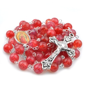 <span class=keywords><strong>Nuestra</strong></span> <span class=keywords><strong>Señora</strong></span> <span class=keywords><strong>de</strong></span> <span class=keywords><strong>Guadalupe</strong></span> ágata roja 8mm Cruz religiosa collar con caja católica Cadena <span class=keywords><strong>de</strong></span> <span class=keywords><strong>rosario</strong></span> - Product Image 3