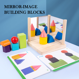 Montessori Educational Wooden Math Mirror-image Building Blocks Geometric Game Puzzle Stacking Toys for Kids CE CPC - Product Image 2