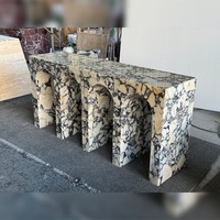 Décoration d'intérieur, table en marbre de style nordique, meubles en forme d'arche, entrée, table console en pierre Calacatta Viola italienne
