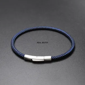 Nieuwe Custom Logo Blauw Nylon Touw Armbanden Armbanden Met Nylon Koorden Voor Vrouwen En Mannen Geschenken Voor Nieuwe Jaar Hot Selling Fabriek