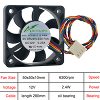 Ventilateur de refroidissement 5cm 50mm ACP5010-12-PWM DC5V/12V 4 broches Ventilateur IPC pour micro-hôte Carte mère CPU 50x50x10mm