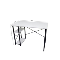 Bureau à domicile avec étagères latérales de rangement, table pour ordinateur portable à structure métallique, poste de travail multifonctionnel pour l'étude et l'écriture