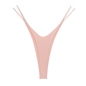 Bikini sexy pour femmes 2024, string taille basse élastique, double bretelles non tissées, couleur unie, coton et élasthanne, écologique - Product Image 3