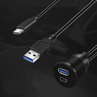 Câble d'extension étanche USB3.0/USB2.0 Type-C pour tableau de bord de bateau monté sur véhicule, 1m, en cuivre étamé, pour connexion au panneau