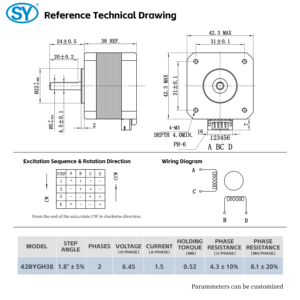 Precio Especial en Existencia, Motor Paso a Paso <span class=keywords><strong>Nema</strong></span> <span class=keywords><strong>17</strong></span> de 38 mm y 12 V para Impresora 3D - Product Image 3