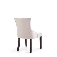 Chaise de salle à manger en cuir capitonnée beige, dossier capitonné, pieds en bois massif foncé, design moderne Merry MR-DC620, certifiée BSCI