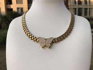 Maßgefertigte Trendige Edelstahl Nugget Rollie Kette mit Diamant CZ Herz-Rahmen Anhänger Halskette Mode Damenschmuck Geschenk - Product Image 5