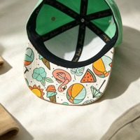 Topi Baseball Dua Warna Custom dengan Visor Bawah Bermotif Tersembunyi, Topi Snapback Motif Tropis OEM