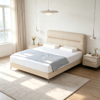 Lit de chambre WINMAX moderne et luxueux, rembourré en cuir, confortable, assemblé, avec cadre en bois de pin et en fer, taille King ou Queen, garantie 1 an