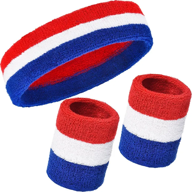 Sport sweat wrist band custom logo terry cotton headband men woman sweatband