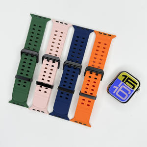 Compatible avec Apple Watch Ultra 9876543210 Bracelet en silicone respirant Ocean à double boucle pour le sport - Product Image 1