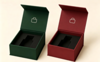 Boîte rigide de luxe à fermeture magnétique en matériaux recyclés, papier d'art pour parfum, impression quadricolore personnalisable, cadeau