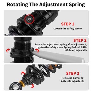 Amortisseurs arrière réglables pour moto avec réservoir externe pour Harley Touring Street <span class=keywords><strong>Road</strong></span> Glide Ultra 2014 et plus - Product Image 5