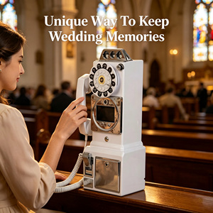 Cabine téléphonique antique avec <span class=keywords><strong>livre</strong></span> d'or audio/vidéo, mémoire 32 Go, photomaton portable pour mariage - Product Image 3