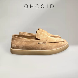 QHCCID Mocassins en daim pour hommes, à enfiler, décontractés, à talon bas, légers, couleur unie, marron, abricot, café, jeunesse, 18-40 - Product Image 4