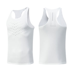 Promoción Camiseta sin mangas de algodón sin mangas barata Logotipo dorado personalizado Bordado en blanco Gimnasio Correr Fitness Camiseta sin mangas - Product Image 4