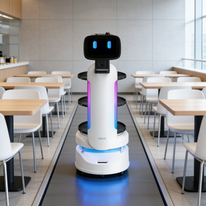 Robot de service alimentaire <span class=keywords><strong>autonome</strong></span> pour restaurants, hôtels, cafés - Livraison <span class=keywords><strong>autonome</strong></span>, recharge automatique, 3 compartiments - Product Image 2