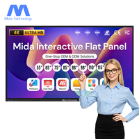 Pizarra Interactiva Inteligente LCD con Pantalla Táctil de 85 Pulgadas 4K, Precio de Fábrica MIDA, Software Multi-Idioma, para Aula y Oficina