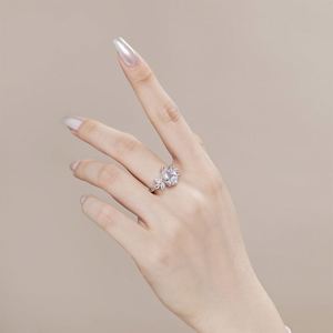 Dylam <b>Top</b> End Fine Jewelry 925 Sterling <b>Silver</b> Rhodium Plated Diamond <b>Sparkling</b> 8A Zirconia Wedding Engagement Ring - Product Image 4
