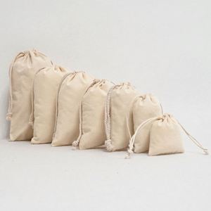 Wholesale Recyclable Costom logo Size Natural Cotton Drawstring <b>Bags</b>, Stock Drawstring <b>Bags</b> Can Print logo - Product Image 4