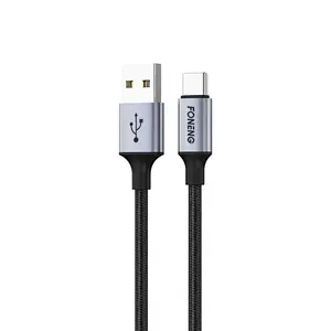 FONENG Wholesale Usb Cable Type-C Nylon Braided Usb Charging Cable Customized 3A Fast Charging Micro Usb Charger Cable for mobil