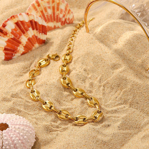 Bracelets <span class=keywords><strong>de</strong></span> <span class=keywords><strong>cheville</strong></span> en acier inoxydable, bijoux fins pour femmes, chaîne à maillons en grains <span class=keywords><strong>de</strong></span> café or 18k pour femmes - Product Image 4