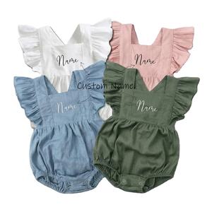 Ensemble de barboteuse pour bébé en tricot personnalisé avec manches volantées Idées cadeaux mignonnes pour les bébés âgés de 3 à 24 <span class=keywords><strong>mois</strong></span> - Product Image 1