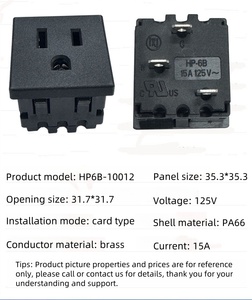 NEMA5-15R <strong>3</strong> <strong>Pins</strong> American <strong>Socket</strong> Panel AC 15A 125V Panel Mount Outlet Industrial Female Connectors