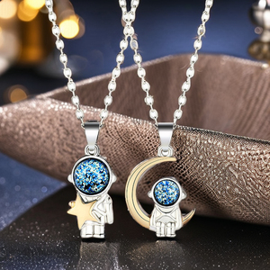 2 pz/paia moda coppia collana astronauta Bling stella luna amante regali di san valentino migliore amico collane - Product Image 5