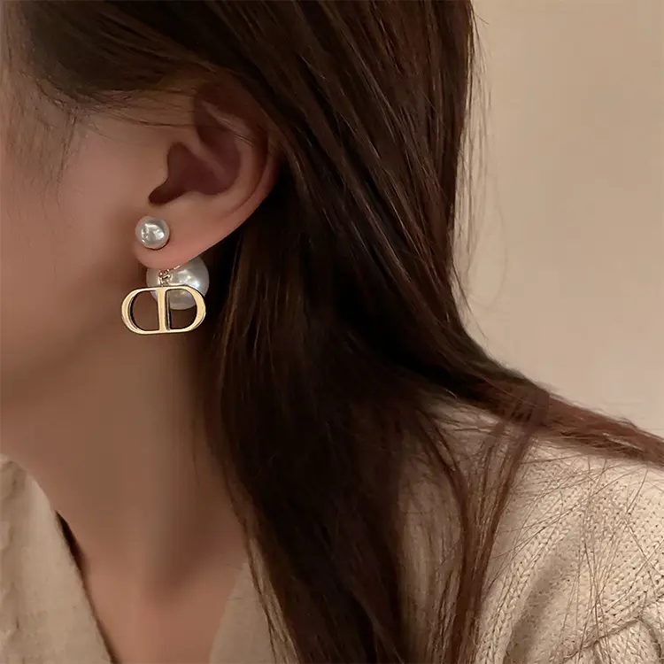 Luxury S925 double C Earring Letter DD inspired designer Earrings jewelry Black White