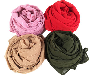 Bufanda de gasa con burbujas flocadas, hiyab para mujeres musulmanas, bufanda islámica transpirable de Color sólido, bufandas árabes, estilo de sombrero o estilo - Product Image 5