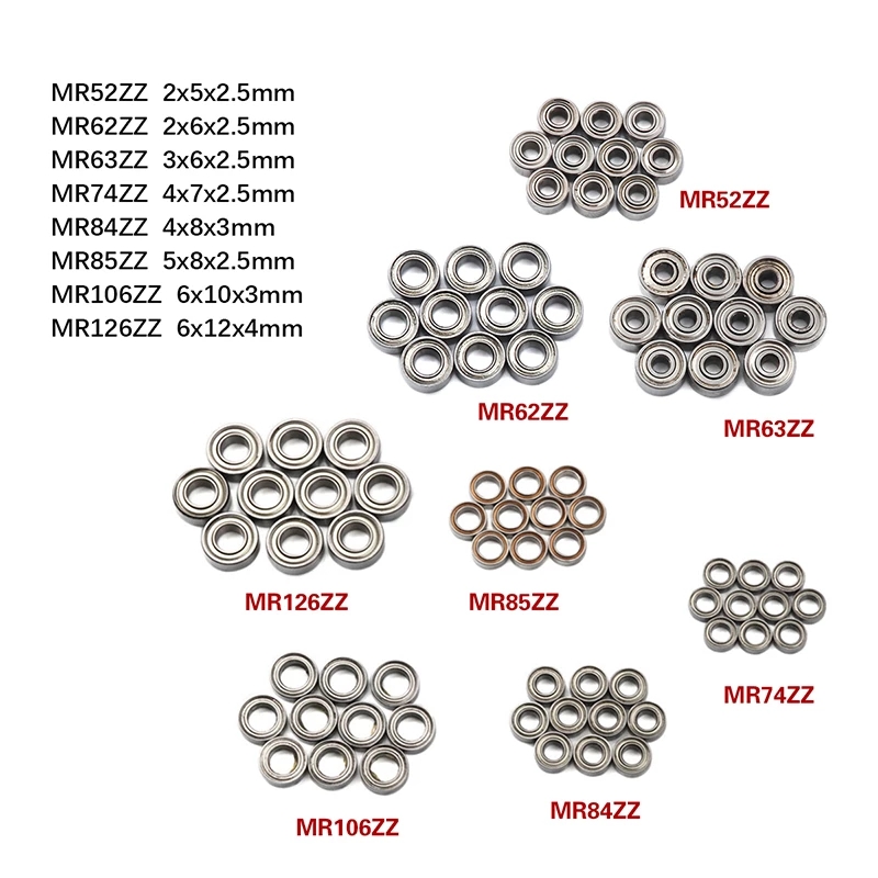 Abec3 miniature steel ball bearing mr52 mr72 mr105 mr83 mr93 mr95 mr117 small sized rubber seals roller radial mini bearings