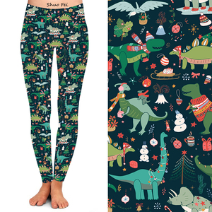 Leggings de <span class=keywords><strong>yoga</strong></span> taille haute pour femme, imprimé dinosaure de Noël, coupe ajustée, collants graphiques amusants pour les fêtes, pantalon de sport, vêtements de sport - Product Image 3