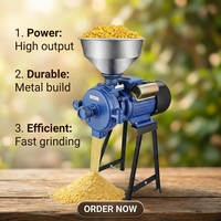 Shuangchao Nouvelle Machine à Broyer le Maïs en Acier Inoxydable 220V pour Usage Domestique et Commercial, Double Usage Sec/Humide, pour la Production de Poudre et le Broyage de Grains et Aliments